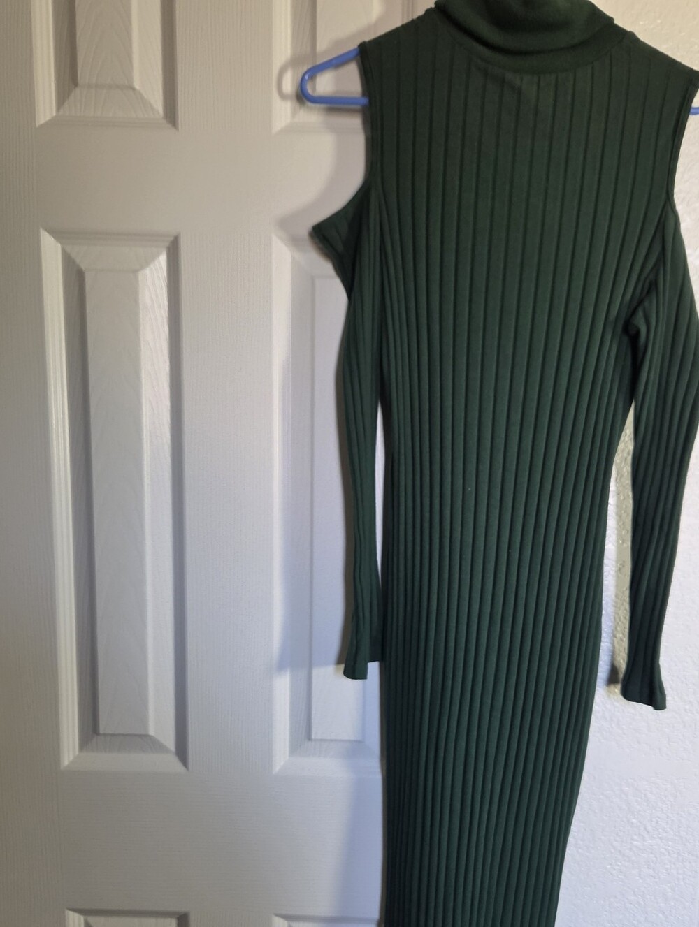 Sleeveless Turtleneck Ribbed Maxi Dress - Forest Green